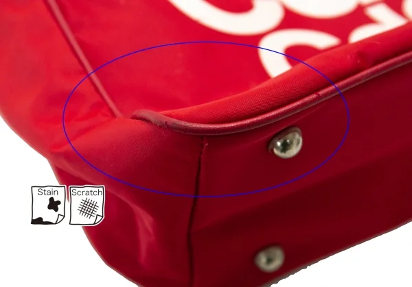 コムコム コムデギャルソンCOMME des GARCONS ロゴプリントチェーンハンドルバッグ 赤白 K-128870_009