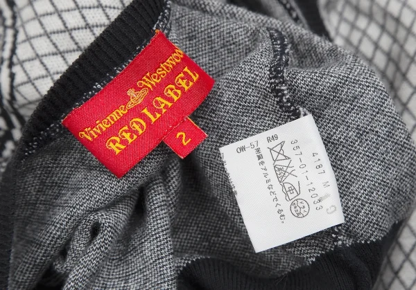 ヴィヴィアンウエストウッド レッドレーベルVivienne Westwood Red Label オーブスカルフーデッドニットカーディガン 白黒2 K-128909_017
