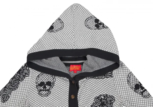 ヴィヴィアンウエストウッド レッドレーベルVivienne Westwood Red Label オーブスカルフーデッドニットカーディガン 白黒2 K-128909_003