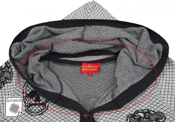 ヴィヴィアンウエストウッド レッドレーベルVivienne Westwood Red Label オーブスカルフーデッドニットカーディガン 白黒2 K-128909_005