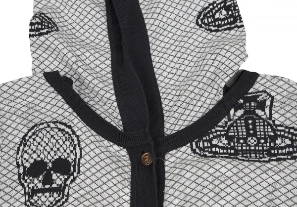 ヴィヴィアンウエストウッド レッドレーベルVivienne Westwood Red Label オーブスカルフーデッドニットカーディガン 白黒2 K-128909_006