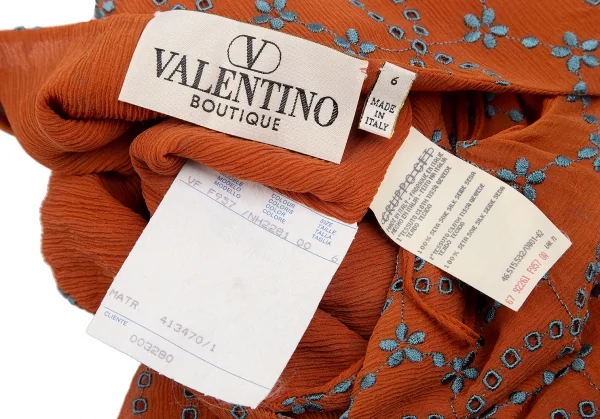 ヴァレンティノVALENTINO BOUTIQUE シルクフラワー刺繍ドレープネックノースリーブ オレンジ6 K-128910_011
