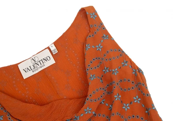 ヴァレンティノVALENTINO BOUTIQUE シルクフラワー刺繍ドレープネックノースリーブ オレンジ6 K-128910_004