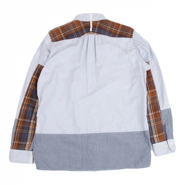 アイ ジュンヤワタナベマン コムデギャルソン×ブルックスブラザーズeYe JUNYA WATANABE MAN COMME des GARCONS ネル切替ロゴストライプシャツ 水色白他M K-128933_010