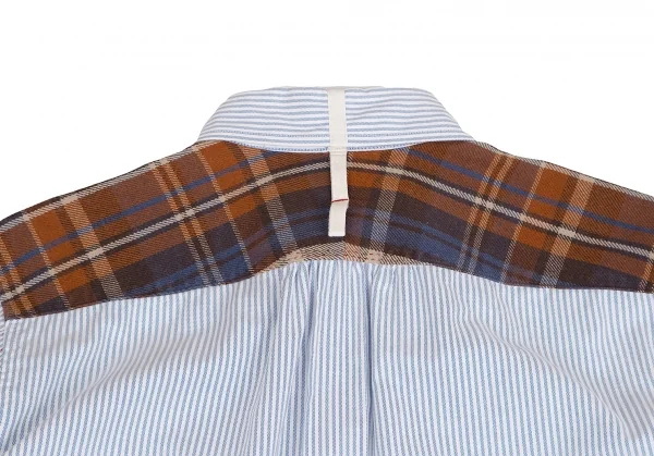 アイ ジュンヤワタナベマン コムデギャルソン×ブルックスブラザーズeYe JUNYA WATANABE MAN COMME des GARCONS ネル切替ロゴストライプシャツ 水色白他M K-128933_011