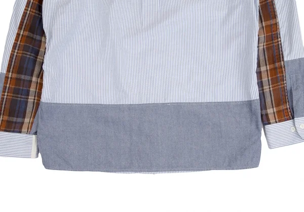 アイ ジュンヤワタナベマン コムデギャルソン×ブルックスブラザーズeYe JUNYA WATANABE MAN COMME des GARCONS ネル切替ロゴストライプシャツ 水色白他M K-128933_012