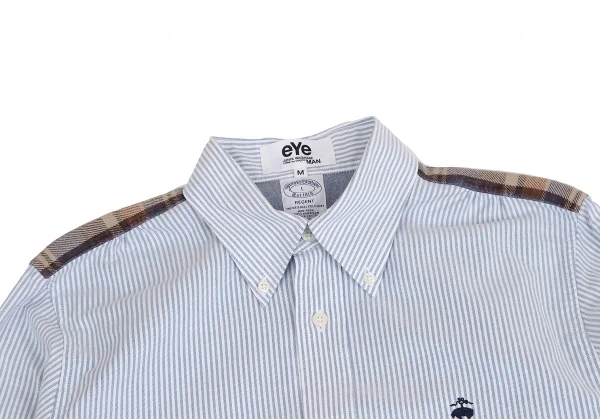 アイ ジュンヤワタナベマン コムデギャルソン×ブルックスブラザーズeYe JUNYA WATANABE MAN COMME des GARCONS ネル切替ロゴストライプシャツ 水色白他M K-128933_002
