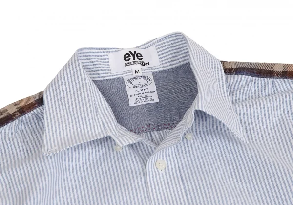 アイ ジュンヤワタナベマン コムデギャルソン×ブルックスブラザーズeYe JUNYA WATANABE MAN COMME des GARCONS ネル切替ロゴストライプシャツ 水色白他M K-128933_003
