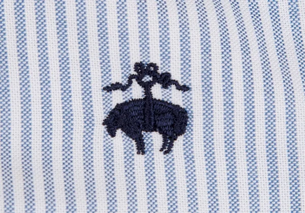 アイ ジュンヤワタナベマン コムデギャルソン×ブルックスブラザーズeYe JUNYA WATANABE MAN COMME des GARCONS ネル切替ロゴストライプシャツ 水色白他M K-128933_005