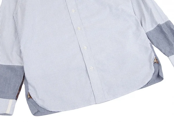 アイ ジュンヤワタナベマン コムデギャルソン×ブルックスブラザーズeYe JUNYA WATANABE MAN COMME des GARCONS ネル切替ロゴストライプシャツ 水色白他M K-128933_008