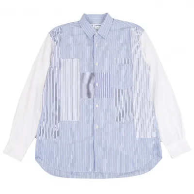 COMME des GARCONS SHIRT Cotton Stripe Patchwork Shirt