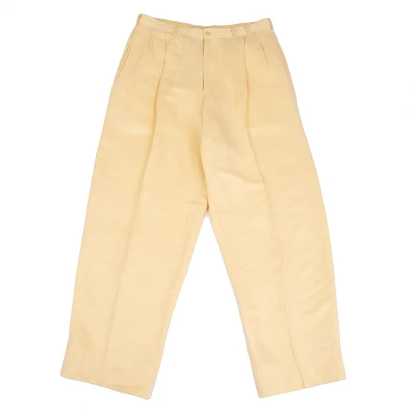 パパスPapas リネンシルクドロストパンツ 黄色L K-128956_001
