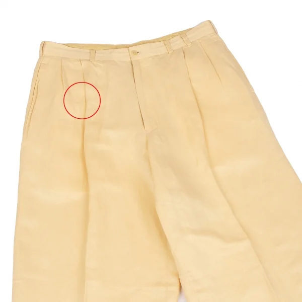 パパスPapas リネンシルクドロストパンツ 黄色L K-128956_002