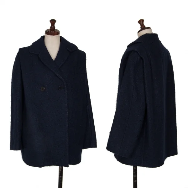 CARVEN Mohair Blended Shoulder Tuck Jacket Navy 38 K-128959_001