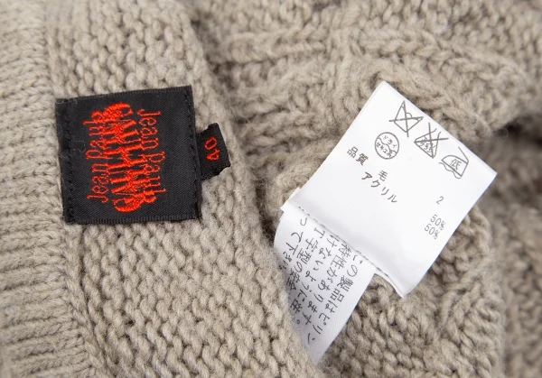 ジャンポールゴルチエJean Paul GAULTIER ウールアクリルベルテッドラップニットスカート モカ40 K-128960_015
