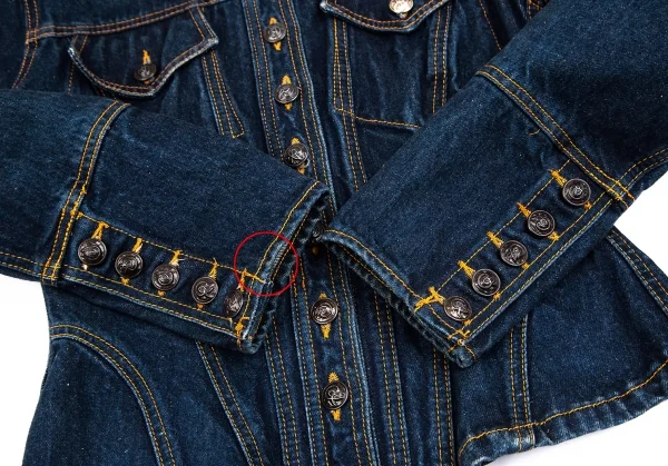クリスチャンラクロワバザールCHRISTIAN LACROIX BAZAR バックレースアップワッペンデニムジャケット インディゴ38 K-128962_010