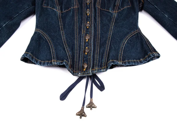 クリスチャンラクロワバザールCHRISTIAN LACROIX BAZAR バックレースアップワッペンデニムジャケット インディゴ38 K-128962_013