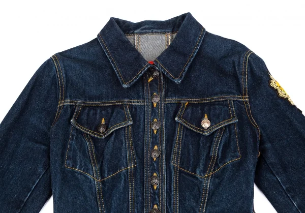 クリスチャンラクロワバザールCHRISTIAN LACROIX BAZAR バックレースアップワッペンデニムジャケット インディゴ38 K-128962_003