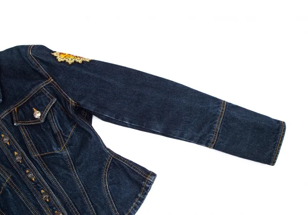 クリスチャンラクロワバザールCHRISTIAN LACROIX BAZAR バックレースアップワッペンデニムジャケット インディゴ38 K-128962_008