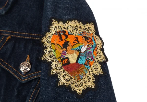 クリスチャンラクロワバザールCHRISTIAN LACROIX BAZAR バックレースアップワッペンデニムジャケット インディゴ38 K-128962_009