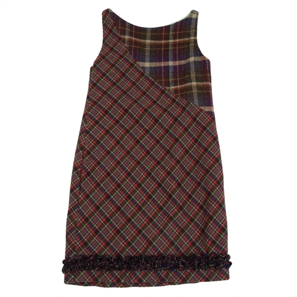 モスキーノ チープアンドシックMOSCHINO cheap&chic コサージュ装飾チェック切替ノースリーブワンピース マルチ38 K-128965_012