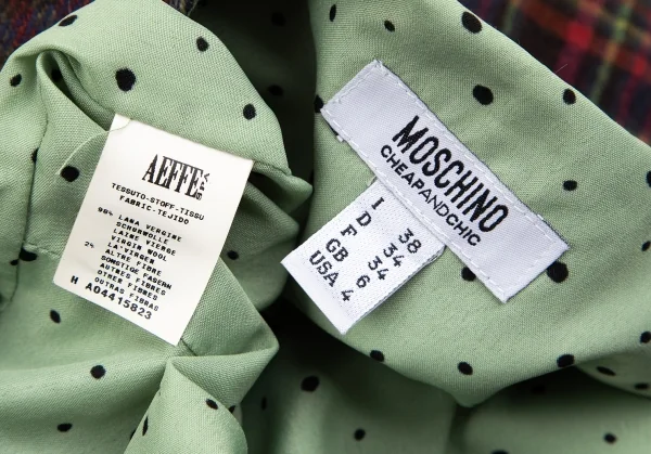 モスキーノ チープアンドシックMOSCHINO cheap&chic コサージュ装飾チェック切替ノースリーブワンピース マルチ38 K-128965_015