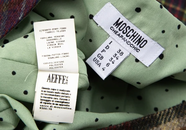 モスキーノ チープアンドシックMOSCHINO cheap&chic コサージュ装飾チェック切替ノースリーブワンピース マルチ38 K-128965_016