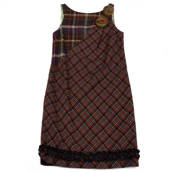 モスキーノ チープアンドシックMOSCHINO cheap&chic コサージュ装飾チェック切替ノースリーブワンピース マルチ38 K-128965_002