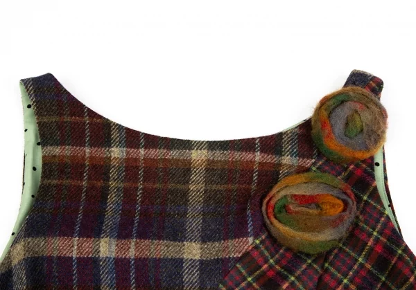 モスキーノ チープアンドシックMOSCHINO cheap&chic コサージュ装飾チェック切替ノースリーブワンピース マルチ38 K-128965_004