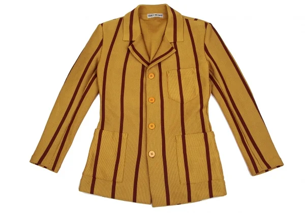 イッセイミヤケISSEY MIYAKEポリストライプニットセットアップ マスタードM K-128975_003