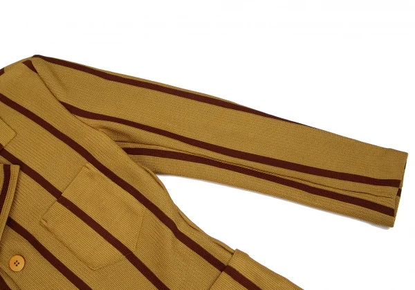 イッセイミヤケISSEY MIYAKEポリストライプニットセットアップ マスタードM K-128975_007