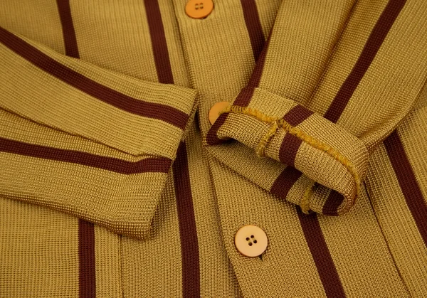 イッセイミヤケISSEY MIYAKEポリストライプニットセットアップ マスタードM K-128975_008