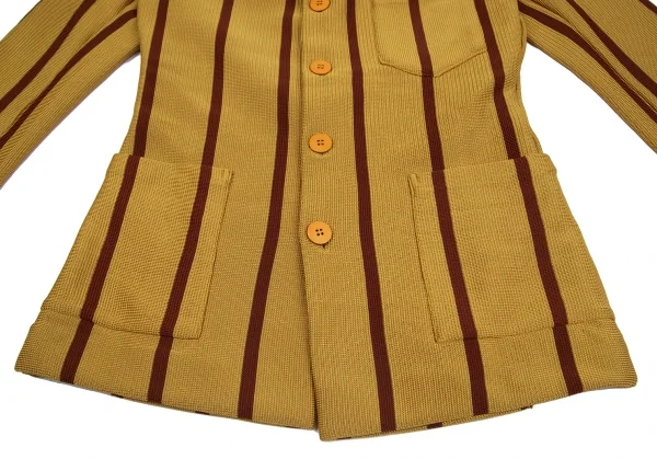 イッセイミヤケISSEY MIYAKEポリストライプニットセットアップ マスタードM K-128975_009