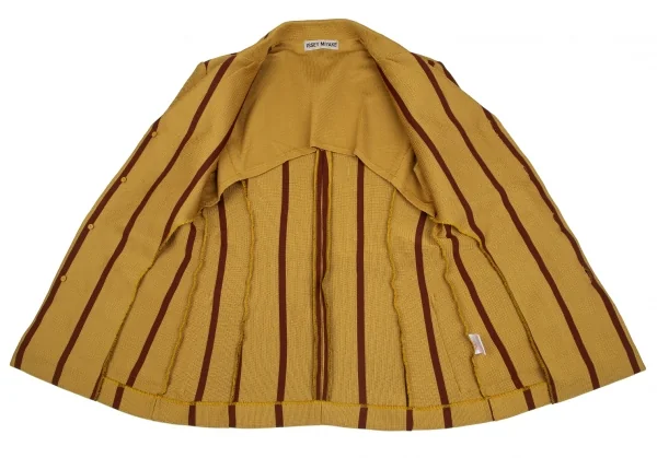 イッセイミヤケISSEY MIYAKEポリストライプニットセットアップ マスタードM K-128975_011