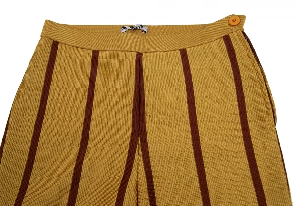 イッセイミヤケISSEY MIYAKEポリストライプニットセットアップ マスタードM K-128975_014