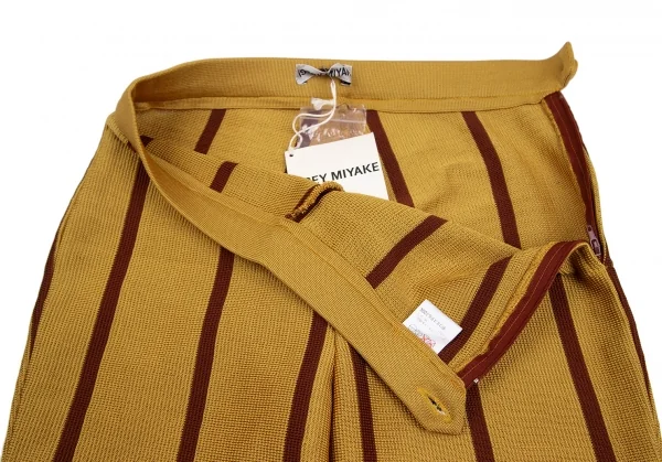 イッセイミヤケISSEY MIYAKEポリストライプニットセットアップ マスタードM K-128975_015