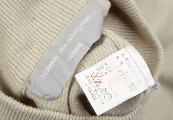 コムデギャルソンオムCOMME des GARCONS HOMME ウールナイロンモックネックニット ベージュM位 K-128979_019