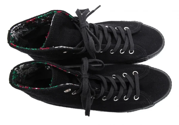 ヨウジヤマモトプールオムYohji Yamamoto POUR HOMME フラワーエンブロイダリースニーカー 黒L(28cm位) K-129010_002