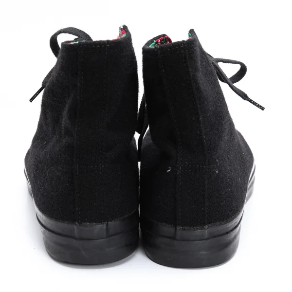ヨウジヤマモトプールオムYohji Yamamoto POUR HOMME フラワーエンブロイダリースニーカー 黒L(28cm位) K-129010_009