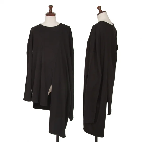 Y's Cotton Asymmetry T Shirt Black 2 K-129037_001