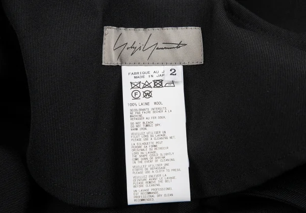 ヨウジヤマモト ファムYohji Yamamoto FEMME ウールラップデザインアシンメトリーサスペンダースカート 黒2 K-129047_012