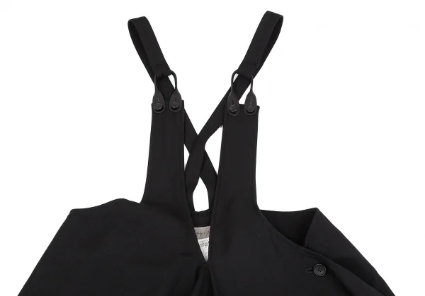 ヨウジヤマモト ファムYohji Yamamoto FEMME ウールラップデザインアシンメトリーサスペンダースカート 黒2 K-129047_003