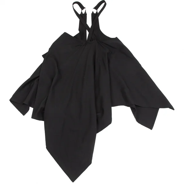 ヨウジヤマモト ファムYohji Yamamoto FEMME ウールラップデザインアシンメトリーサスペンダースカート 黒2 K-129047_009