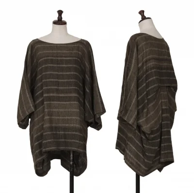 ISSEY MIYAKE Linen Stripe Dolman Top