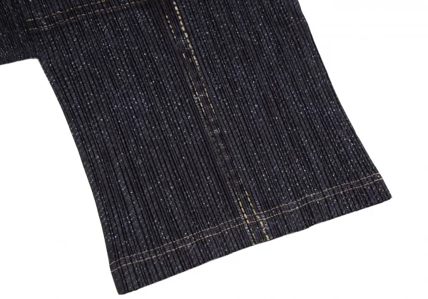 プリーツプリーズPLEATS PLEASE デニム転写プリントプリーツTシャツ インディゴM位 K-129085_010