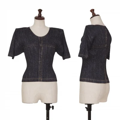 PLEATS PLEASE Denim Printed T Shirt