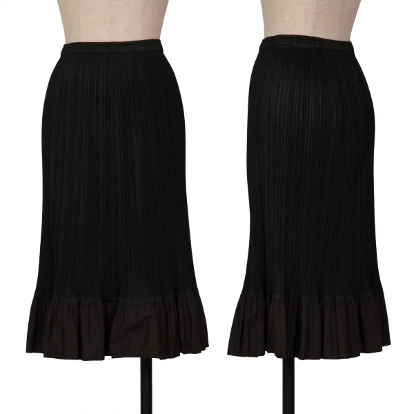 プリーツプリーズPLEATS PLEASE 裾異素材切替プリーツセットアップ 黒4・3 K-129094_010