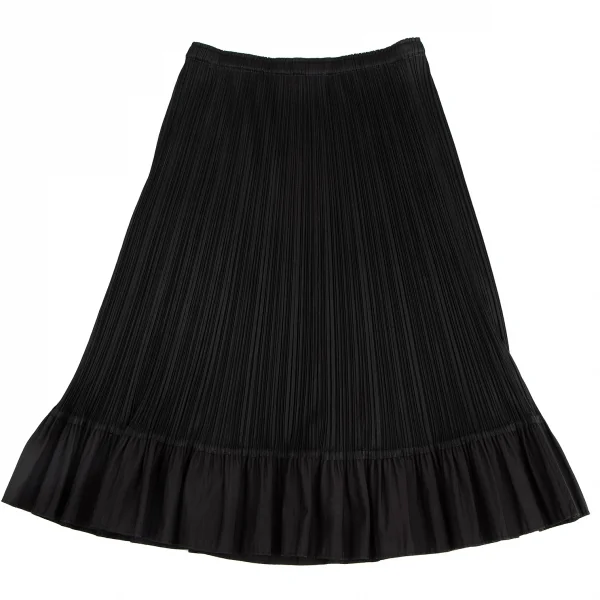 プリーツプリーズPLEATS PLEASE 裾異素材切替プリーツセットアップ 黒4・3 K-129094_011