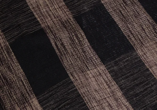 イッセイミヤケISSEY MIYAKE MEN シルクチェックフリンジマフラー 黒ベージュ K-129110_003