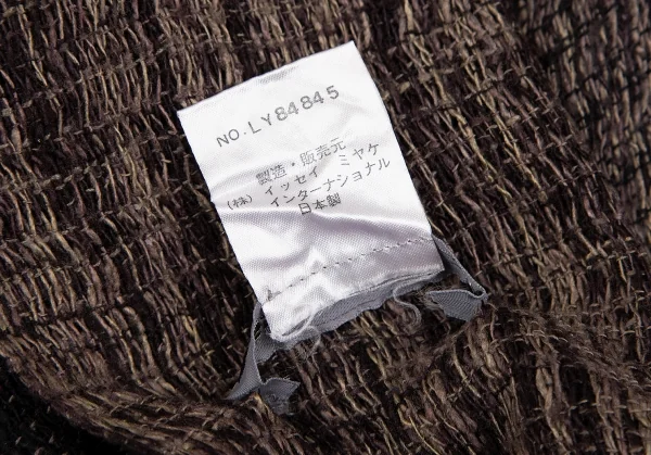 イッセイミヤケISSEY MIYAKE MEN シルクチェックフリンジマフラー 黒ベージュ K-129110_007